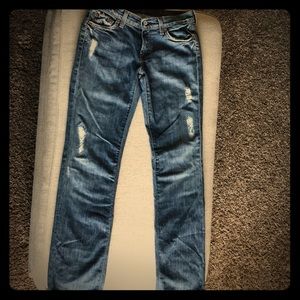 7 For All Mankind Bootcut Distressed Jeans.